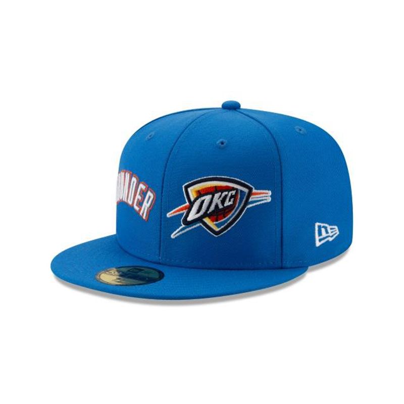 NBA Oklahoma City Thunder Double Hit 59Fifty Fitted (JYY0989) - Blue New Era Caps